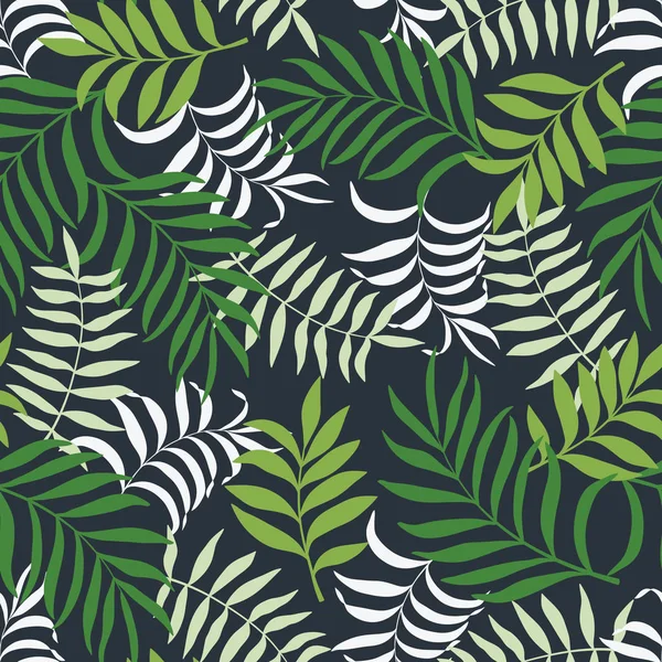 Тропический фон с пальмовыми листьями. Бесшовный цветочный узор . — стоковый вектор