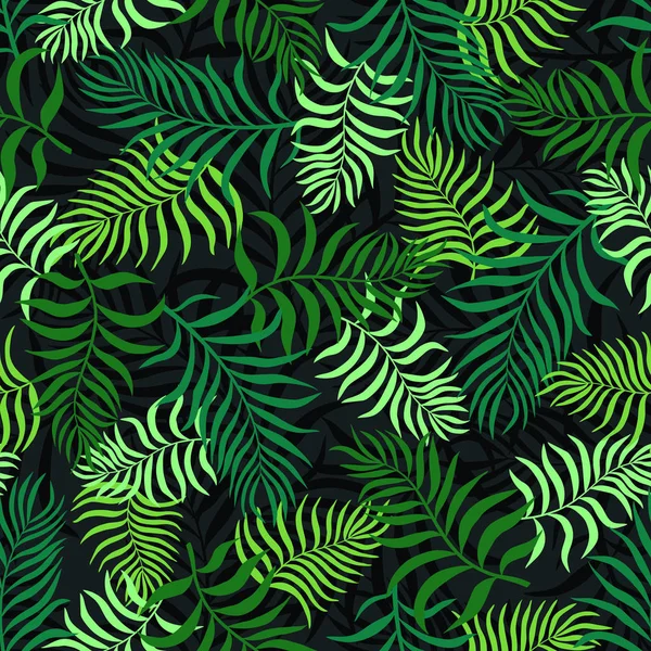 Fondo tropical con hojas de palma. Patrón floral sin costuras . — Archivo Imágenes Vectoriales