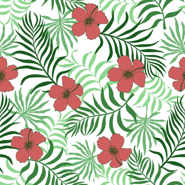 Тропічний фон з пальмовим листям. Безшовний квітковий візерунок . — стоковий вектор