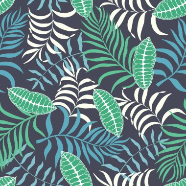 Palm ile tropikal arka plan bırakır. Sorunsuz çiçek desenli. 