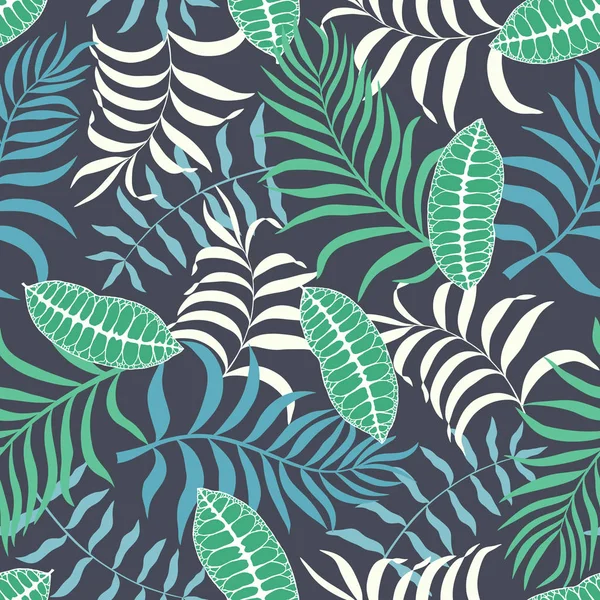 Fondo tropical con hojas de palma. Patrón floral sin costuras . — Archivo Imágenes Vectoriales