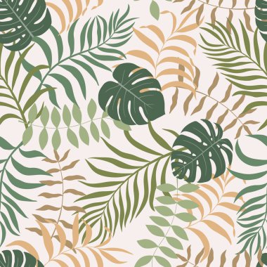 Palm ile tropikal arka plan bırakır. Sorunsuz çiçek desenli. 