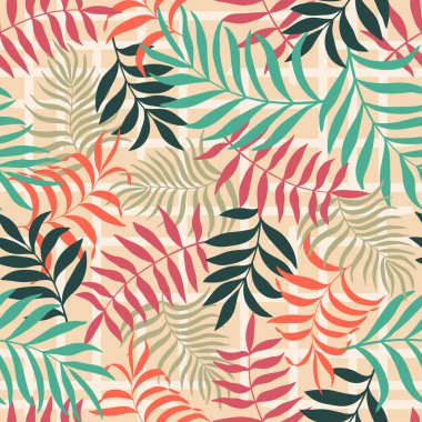 Palm ile tropikal arka plan bırakır. Sorunsuz çiçek desenli. 