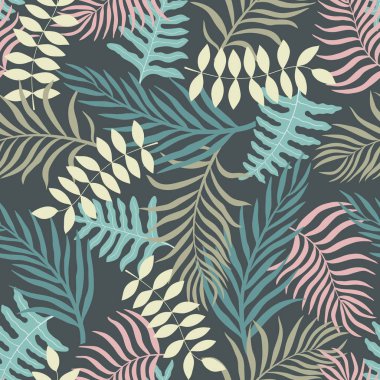 Palm ile tropikal arka plan bırakır. Sorunsuz çiçek desenli. 