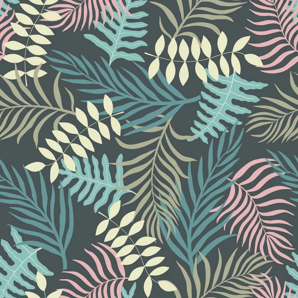 Fundo tropical com folhas de palmeira. Padrão floral sem costura . — Vetor de Stock