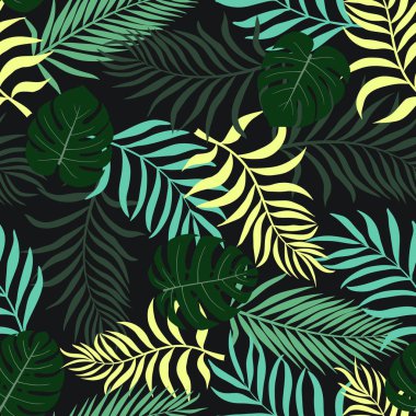 Palm ile tropikal arka plan bırakır. Sorunsuz çiçek desenli. 