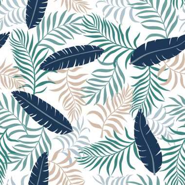 Palm ile tropikal arka plan bırakır. Sorunsuz çiçek desenli. 