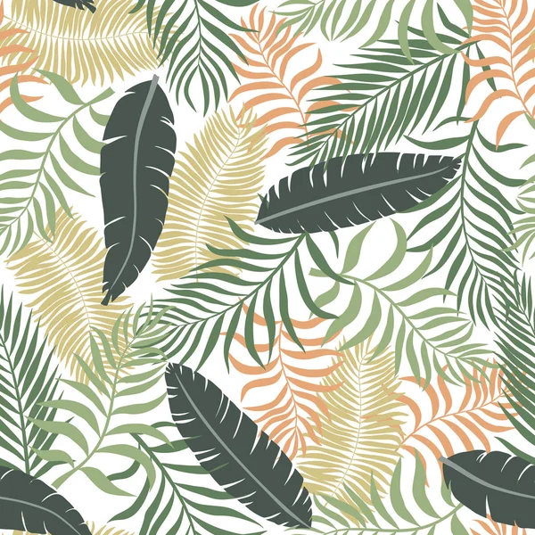 Sfondo tropicale con foglie di palma. Modello floreale senza soluzione di continuità . — Vettoriale Stock