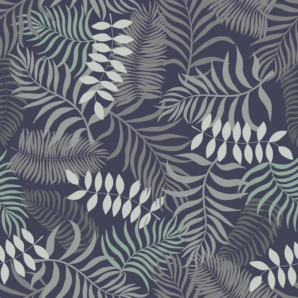 Fondo tropical con hojas de palma. Patrón floral sin costuras . — Vector de stock