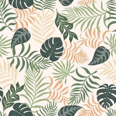 Palm ile tropikal arka plan bırakır. Sorunsuz çiçek desenli. 
