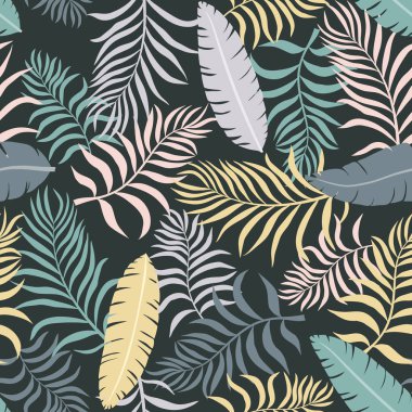 Palm ile tropikal arka plan bırakır. Sorunsuz çiçek desenli. 