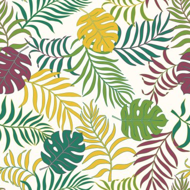 Palm ile tropikal arka plan bırakır. Sorunsuz çiçek desenli. 