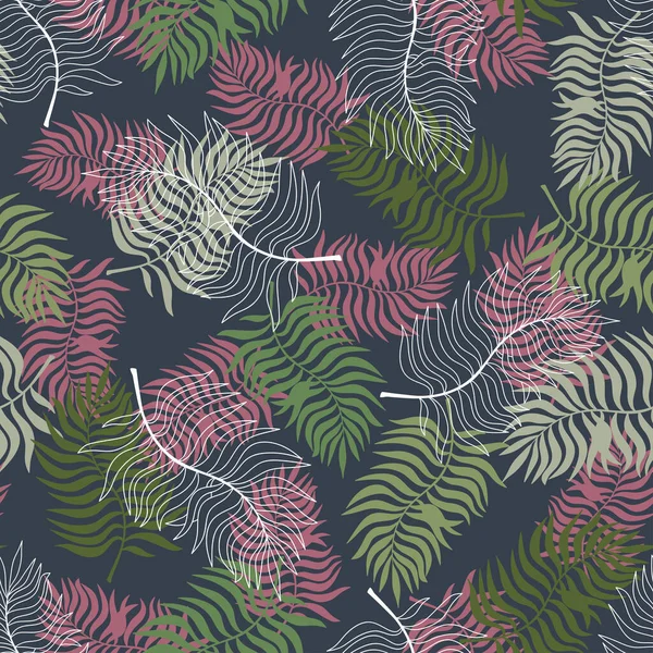 Fondo Tropical Con Hojas Palma Patrón Floral Sin Costuras Ilustración — Archivo Imágenes Vectoriales