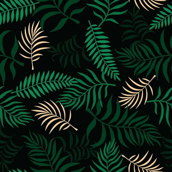 Tropischer Hintergrund Mit Palmblättern Nahtloses Blumenmuster Sommer Vektorillustration Flacher Dschungel — Stockvektor