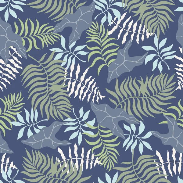 Тропічний Фон Пальмовим Листям Безшовний Квітковий Візерунок Літня Векторна Ілюстрація — стоковий вектор