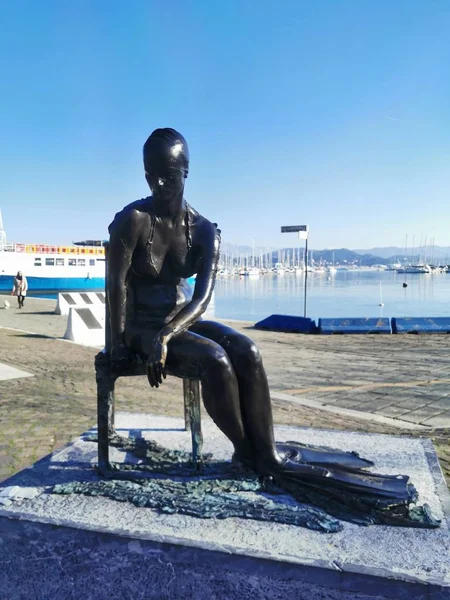 stock image  port of la spezia mermaid statue