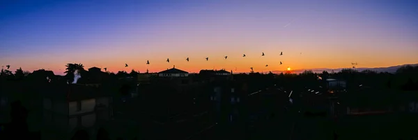 Panorama sunrise bibbiano reggio emilia italy — 스톡 사진