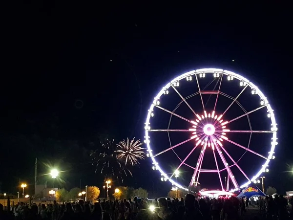 Ruota panoramica di rimini emilia romangna illuminata di notte — Foto Stock