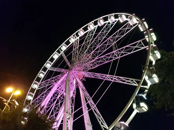 Ruota panoramica di rimini emilia romangna illuminata di notte — Foto Stock