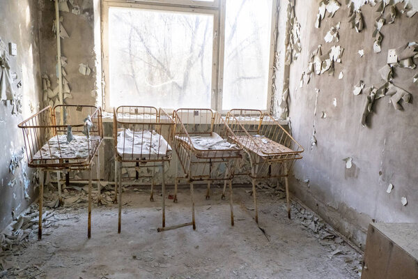 Chernobyl pripriat abandoned rooms rusty cradles