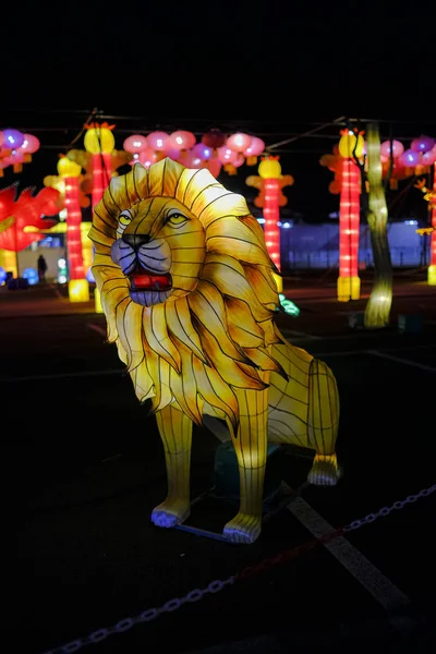 照明装飾中国紙と金属伝統的な男性ライオン — ストック写真