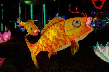 Işık dekorasyonu Çin kağıdı ve metal geleneksel koi sazan feneri.