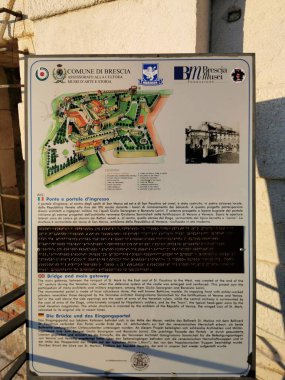 Brescia Castle, protective walls and tower in a beautiful sunny day