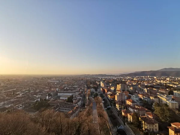 Panorama of brescia at sunset seen from the castle — 스톡 사진