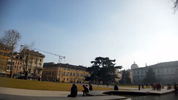 Panorama Náměstí Palazzo Della Pilotta Parmě Slunečného Dne — Stock video