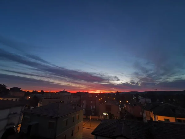 Bibbiano reggio emilia beautiful panoramic sunrise over the town — Stock Photo, Image