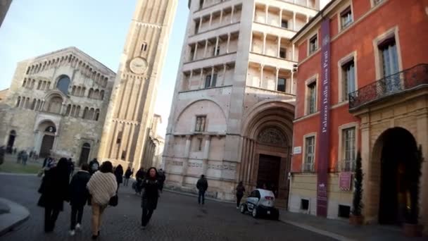 Parma Italy 2020 Parma Cathedral Exterior Cathedral Plaza — Stock Video