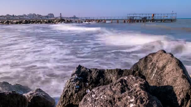 Timelapse Vlnami Pláži Riccione Rimini Misano — Stock video