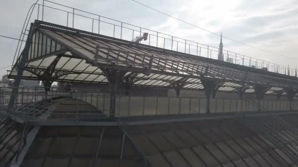 Milaan Piazza Duomo Highline Loopbrug Daken Koepel Galerij Vittorio Emanuele — Stockvideo