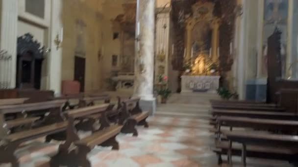 Reggio Emilia Chiesa San Prospero Intero Altare Organo Panche Cupole — Video Stock