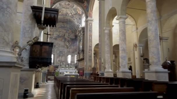 Reggio Emilia Chiesa San Prospero Intero Altare Organo Panche Cupole — Video Stock