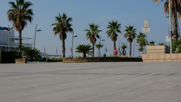 Lido Camaiore Viareggio Molo Plaży Falami Pylonami Słoneczny Dzień — Wideo stockowe