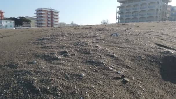 Misano adriatico rimini zee en strand in de winter op zonnige dag — Stockvideo