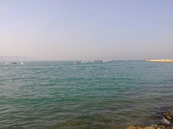 Tebing Dan Pelabuhan Laut Penuh Perasaan Sakit Palermo Pada Hari — Stok Foto