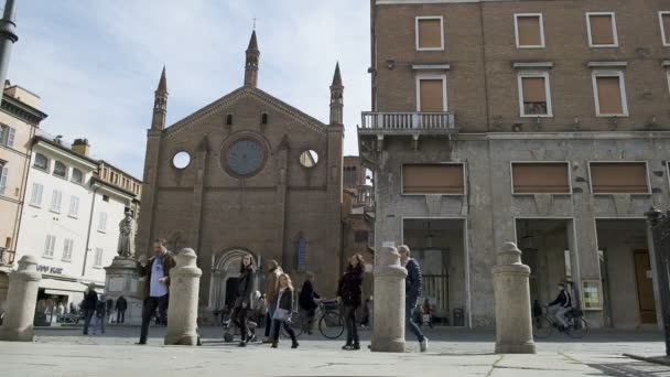 Piacenza zentraler platz der stadt am sonnigen tag italien — Stockvideo