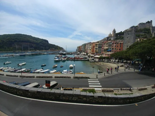 Panorana Porto Venere Liguria Cinco Tierras Italia Desde Arriba — Foto de Stock