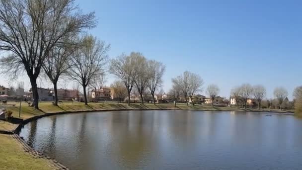 Reggio Emilia Lac Corbelli Lac Villa Arbres Pêche — Video