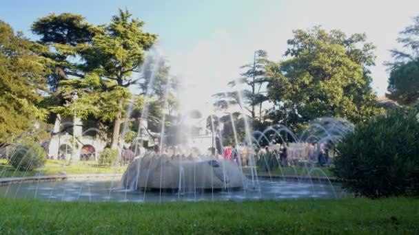 Verona Bra Plaza Water Fountain Sunny Day — Stock Video