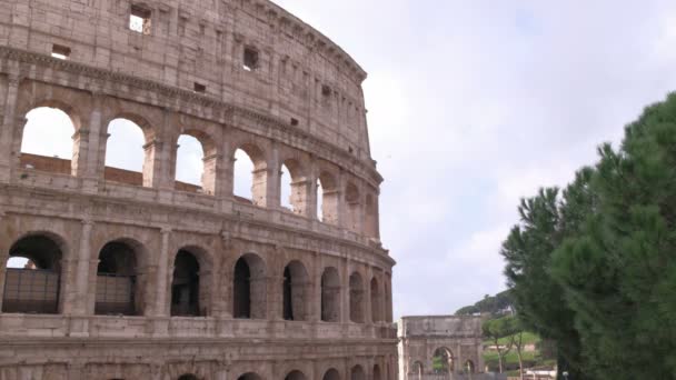 Rome Coliseum Coucher Soleil Jour Nuageux Avec Les Gens — Video