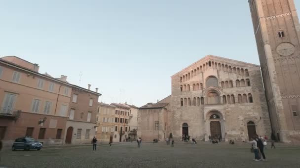 Parma Centro Ciudad Duomo Battistero Panorama — Vídeo de stock