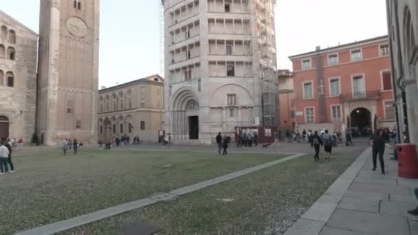 Parme Centre Ville Panorama Duomo Battistero — Video