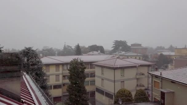 End March 2020 Snows Emilia Bibbiano Reggio Emilia Roofs Houses — Stock Video