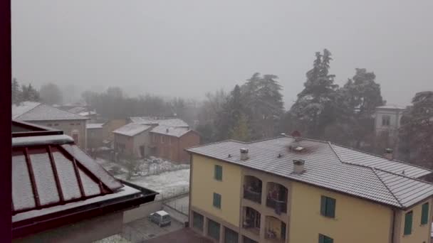 Pod Koniec Marca 2020 Pada Śnieg Emilii Bibbiano Reggio Emilia — Wideo stockowe