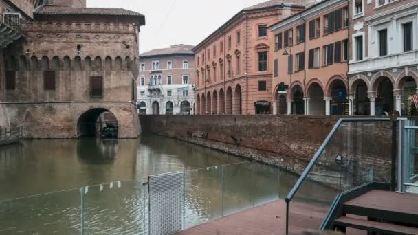 Castelo Ferrara Com Panorama Fosso Dia Ensolarado — Vídeo de Stock