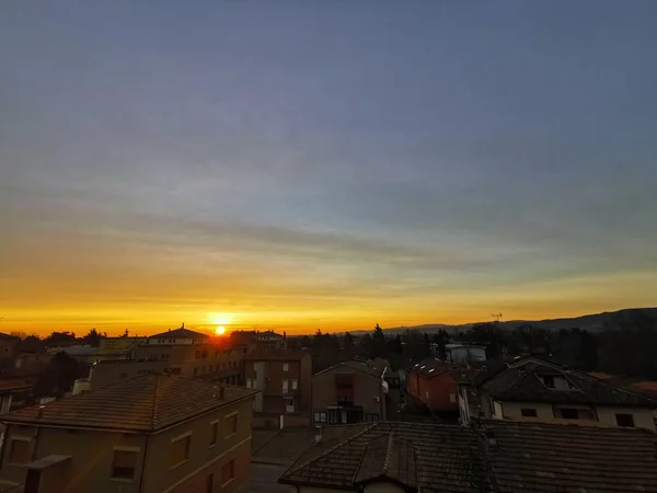 Bibbiano Reggio Emilia Prachtige Panoramische Zonsopgang Stad — Stockfoto