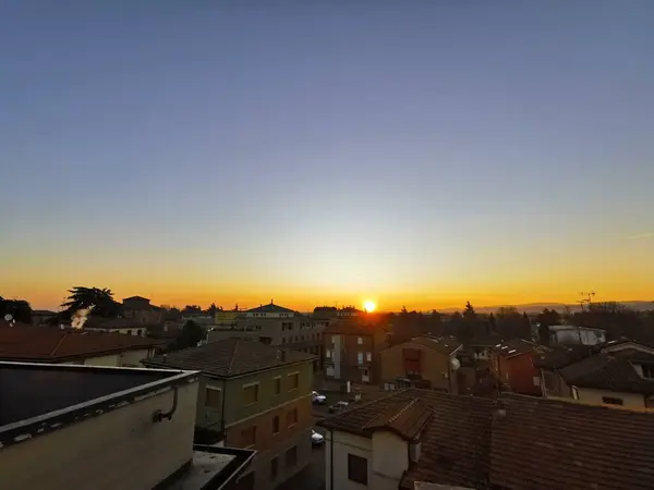 Bibbiano Reggio Emilia Hermoso Amanecer Panorámico Sobre Ciudad — Foto de Stock